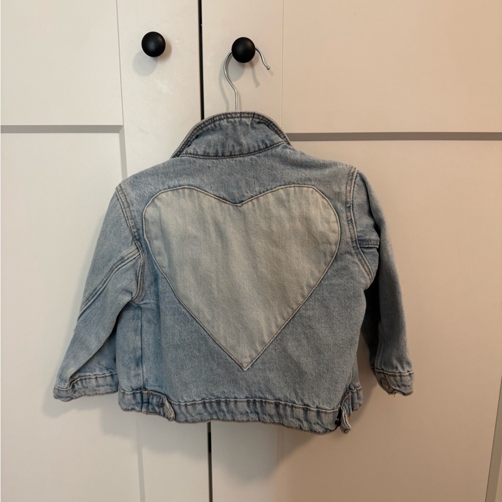 Zara Kids Light Blue Denim Jacket with Heart Patch